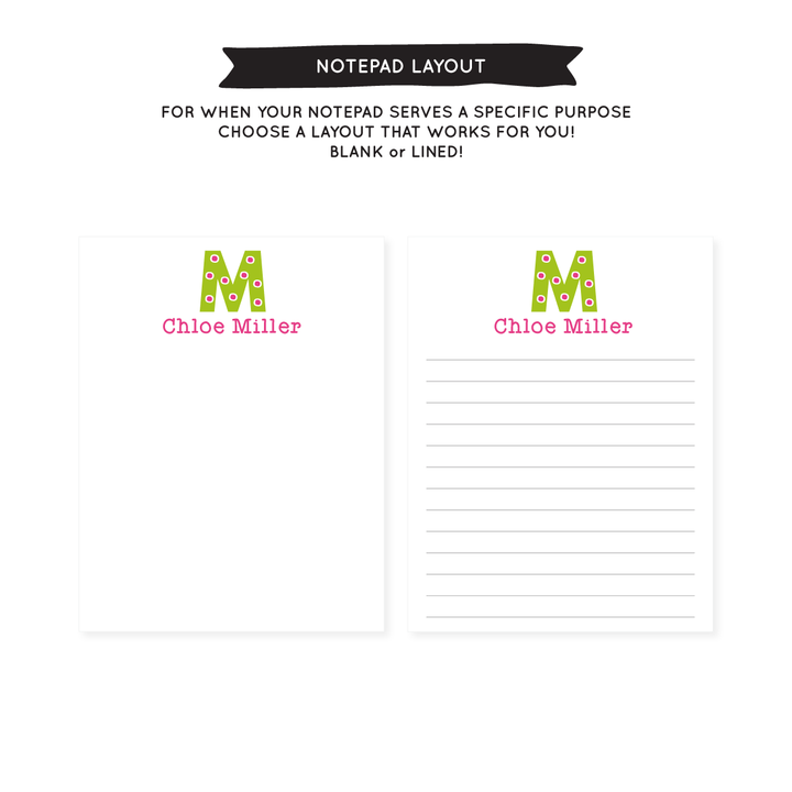 Polka Dot Initial Notepad