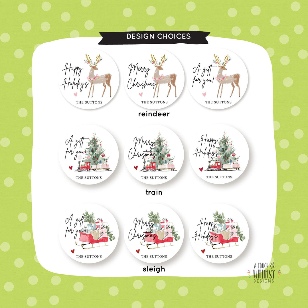 Personalized Watercolor Christmas Stickers