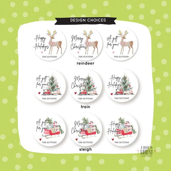 Personalized Watercolor Christmas Stickers