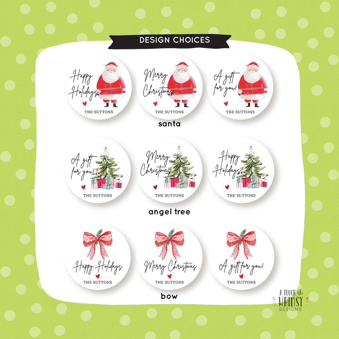 Personalized Watercolor Christmas Stickers